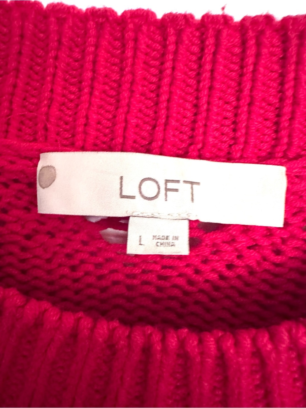 LOFT Red Women’s Diamond Knit Cozy Sweater Size Large - Picture 6 of 8